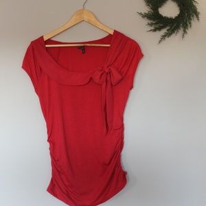 Maurices Side-cinch Blouse with Bow Collar